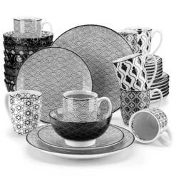 Haruka 32-Pieces Japanese Style Porcelain Multi-Colour Crockery Dinner Set (Service For 8)