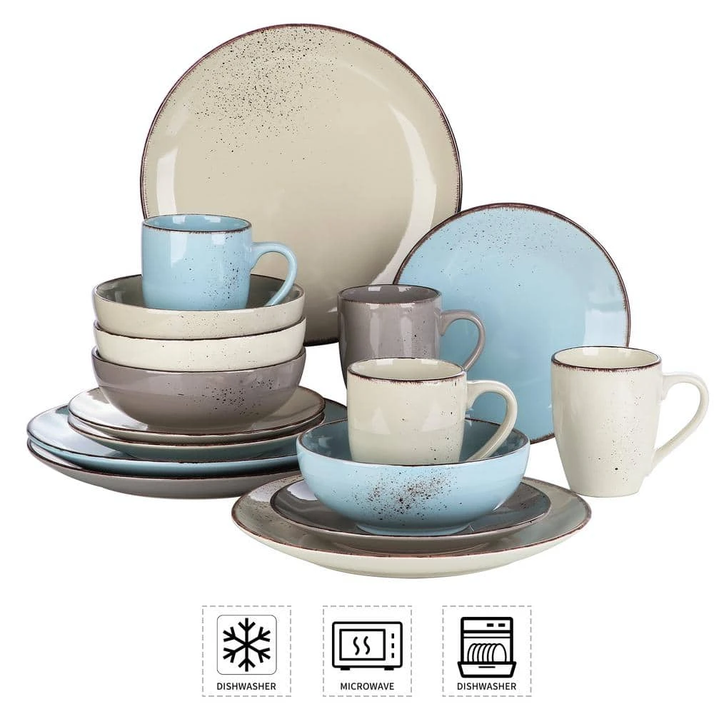 Navia 16-Piece Nature Assorted Colors Stoneware Dinnerware Set (Service For 4) 6 Navia 16-Piece Nature Assorted Colors Stoneware Dinnerware Set (Service For 4) - Image 4