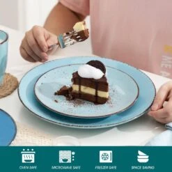 Navia 16-Piece Oceano Blue Series Stoneware Dinnerware Set (Service For 4) -Vancasso Shop oceano vancasso dinnerware sets vc navia 13 sl 1f 1000