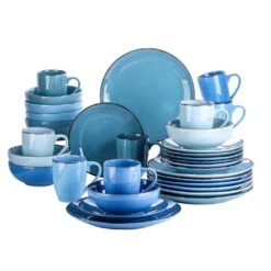 Navia Oceano Multi-Colors 32-Pieces Ceramic Dinnerware Sets (Service For 8)