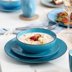 Navia 16-Piece Oceano Blue Series Stoneware Dinnerware Set (Service For 4) -Vancasso Shop oceano vancasso dinnerware sets vc navia 13 sl 44 1000