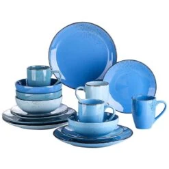 Navia 16-Piece Oceano Blue Series Stoneware Dinnerware Set (Service For 4)