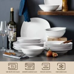 Elisa 24-Piece White Porcelain Dinnerware Set (Service For 6) 13 Elisa 24-Piece White Porcelain Dinnerware Set (Service For 6) -Vancasso Shop off white vancasso dinnerware sets elisa 24 1f 1000