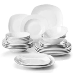 Elisa 24-Piece White Porcelain Dinnerware Set (Service For 6)