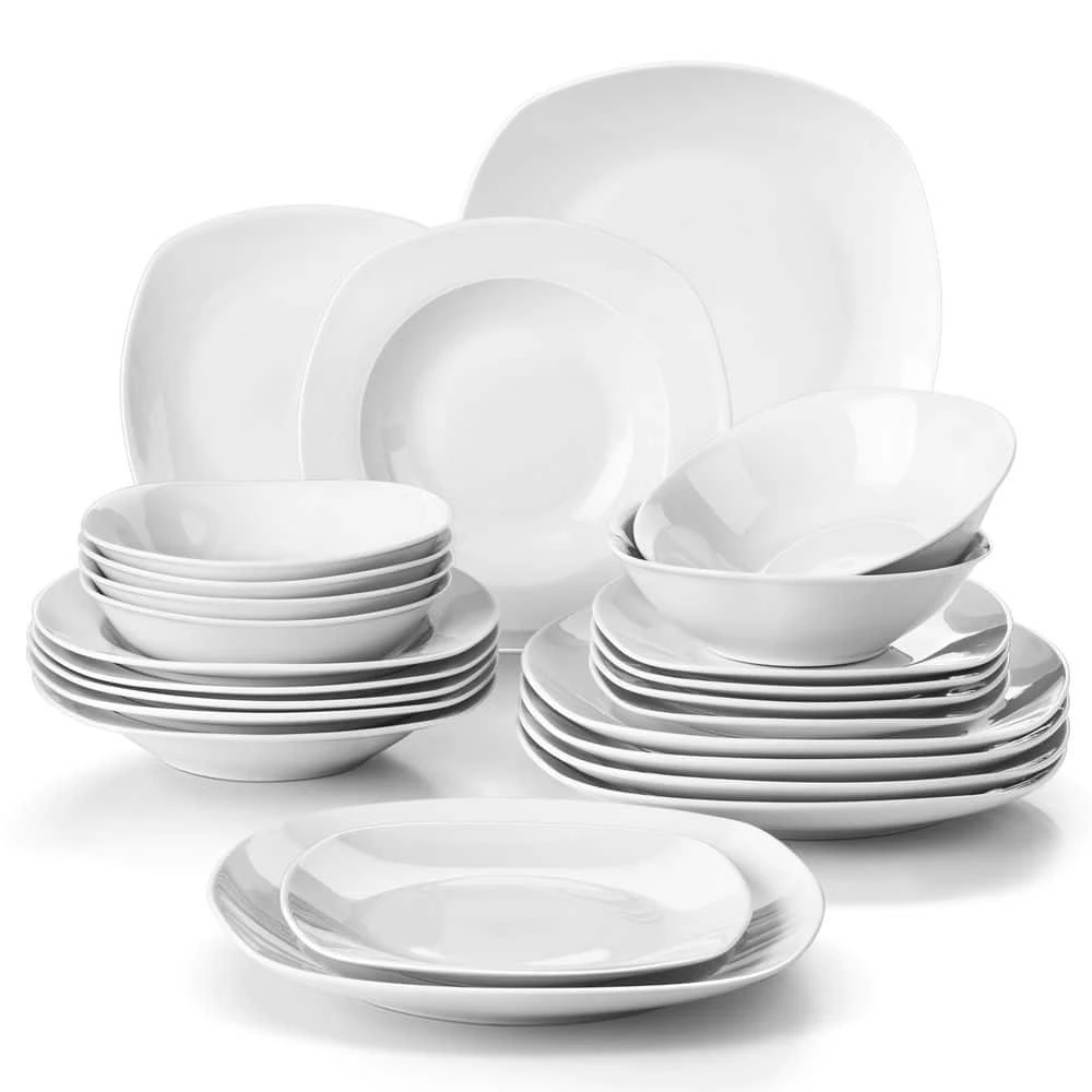 Elisa 24-Piece White Porcelain Dinnerware Set (Service For 6) 3 Elisa 24-Piece White Porcelain Dinnerware Set (Service For 6)