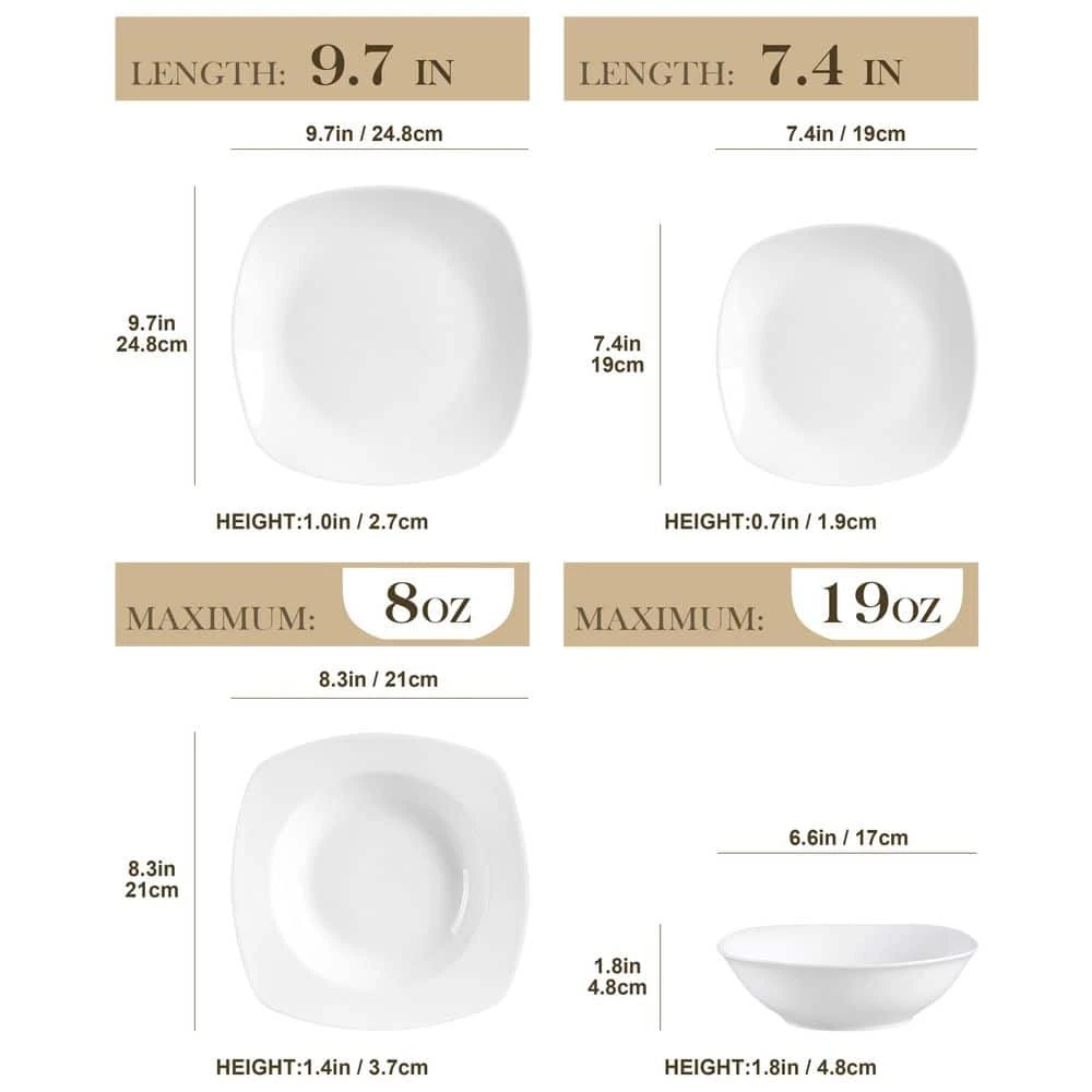 Elisa 24-Piece White Porcelain Dinnerware Set (Service For 6) 4 Elisa 24-Piece White Porcelain Dinnerware Set (Service For 6) - Image 2