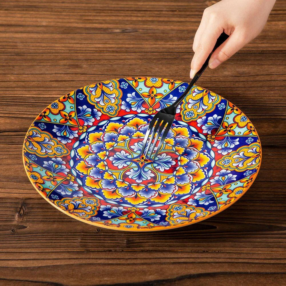 12-Piece Orange Porcelain Dinnerware Set Service For 4 Dining Set With Dinner Plates Dessert Plates And Bowls 5 12-Piece Orange Porcelain Dinnerware Set Service For 4 Dining Set With Dinner Plates Dessert Plates And Bowls - Image 3