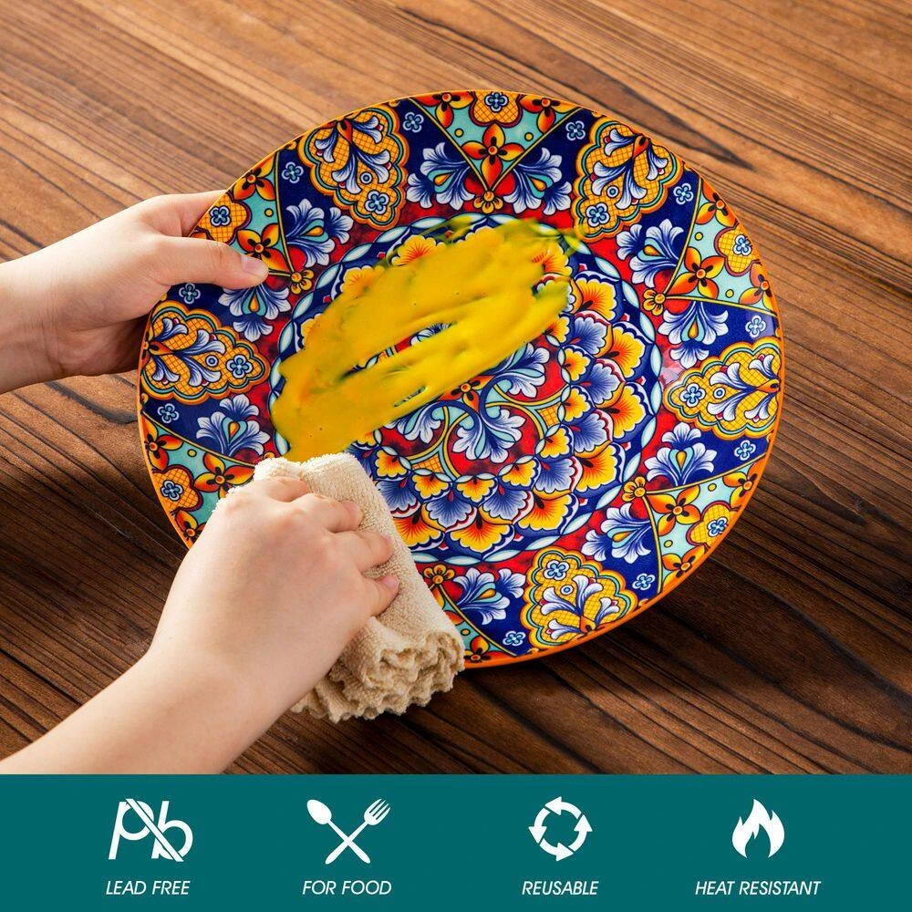 12-Piece Orange Porcelain Dinnerware Set Service For 4 Dining Set With Dinner Plates Dessert Plates And Bowls 13 12-Piece Orange Porcelain Dinnerware Set Service For 4 Dining Set With Dinner Plates Dessert Plates And Bowls - Image 11