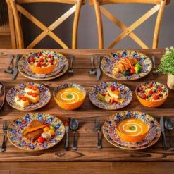 12-Piece Orange Porcelain Dinnerware Set Service For 4 Dining Set With Dinner Plates Dessert Plates And Bowls 25 12-Piece Orange Porcelain Dinnerware Set Service For 4 Dining Set With Dinner Plates Dessert Plates And Bowls -Vancasso Shop orange vancasso dinnerware sets vc simi d12 02 4f 1000