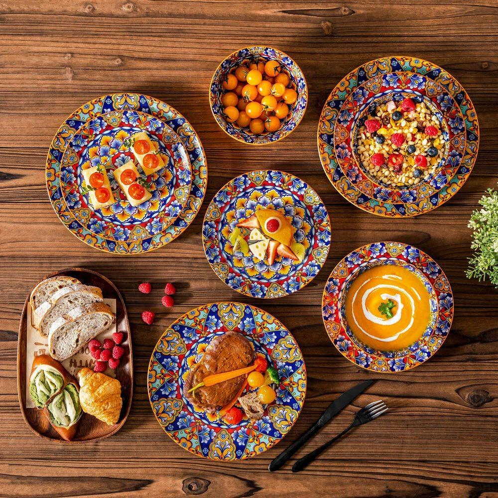 12-Piece Orange Porcelain Dinnerware Set Service For 4 Dining Set With Dinner Plates Dessert Plates And Bowls 6 12-Piece Orange Porcelain Dinnerware Set Service For 4 Dining Set With Dinner Plates Dessert Plates And Bowls - Image 4