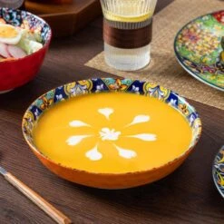 16-Piece Orange Porcelain Dinnerware Set Service For 4 Bohemian Style Bowls And Plates Set Dining Set Tableware Set -Vancasso Shop orange vancasso dinnerware sets vc simi sl02 4f 1000