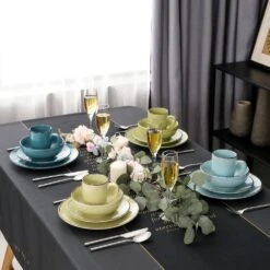 Navia 16-Piece Assorted Colors Stoneware Dinnerware Set (Service For 4) -Vancasso Shop prato vancasso dinnerware sets vc navia 14 sl fa 1000