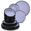 Series Amber 12-Piece Purple And Black Stoneware Dinnerware Set Service For 4 Bowls And Plates Dining Set Tableware 2 Series Amber 12-Piece Purple And Black Stoneware Dinnerware Set Service For 4 Bowls And Plates Dining Set Tableware -Vancasso Shop purple and black vancasso dinnerware sets vc amber v 12 64 1000