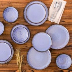Series Amber 12-Piece Purple And Black Stoneware Dinnerware Set Service For 4 Bowls And Plates Dining Set Tableware -Vancasso Shop purple and black vancasso dinnerware sets vc amber v 12 a0 1000