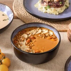 Series Amber 16-Piece Purple And Black Stoneware Dinnerware Set Service For 4 Bowls And Plates Dining Set Tableware -Vancasso Shop purple and black vancasso dinnerware sets vc amber v 16 d4 1000