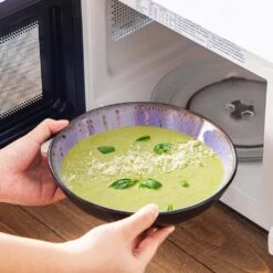 Series Amber 16-Piece Purple And Black Stoneware Dinnerware Set Service For 4 Bowls And Plates Dining Set Tableware -Vancasso Shop purple and black vancasso dinnerware sets vc amber v 16 fa 1000