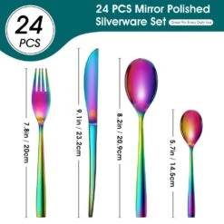 24-Piece Rainbow Colors Stainless Steel Flatware Set Silverware Set Serving Set Service For 6 -Vancasso Shop rainbow colors vancasso serving sets vs sw a24 c c3 1000