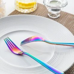 24-Piece Rainbow Colors Stainless Steel Flatware Set Silverware Set Serving Set Service For 6 -Vancasso Shop rainbow colors vancasso serving sets vs sw a24 c fa 1000