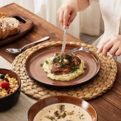 Series Amber 16-Piece Red And Black Stoneware Dinnerware Set Service For 4 Bowls And Plates Dining Set Tableware -Vancasso Shop red and black vancasso dinnerware sets vc amber r 16 77 1000