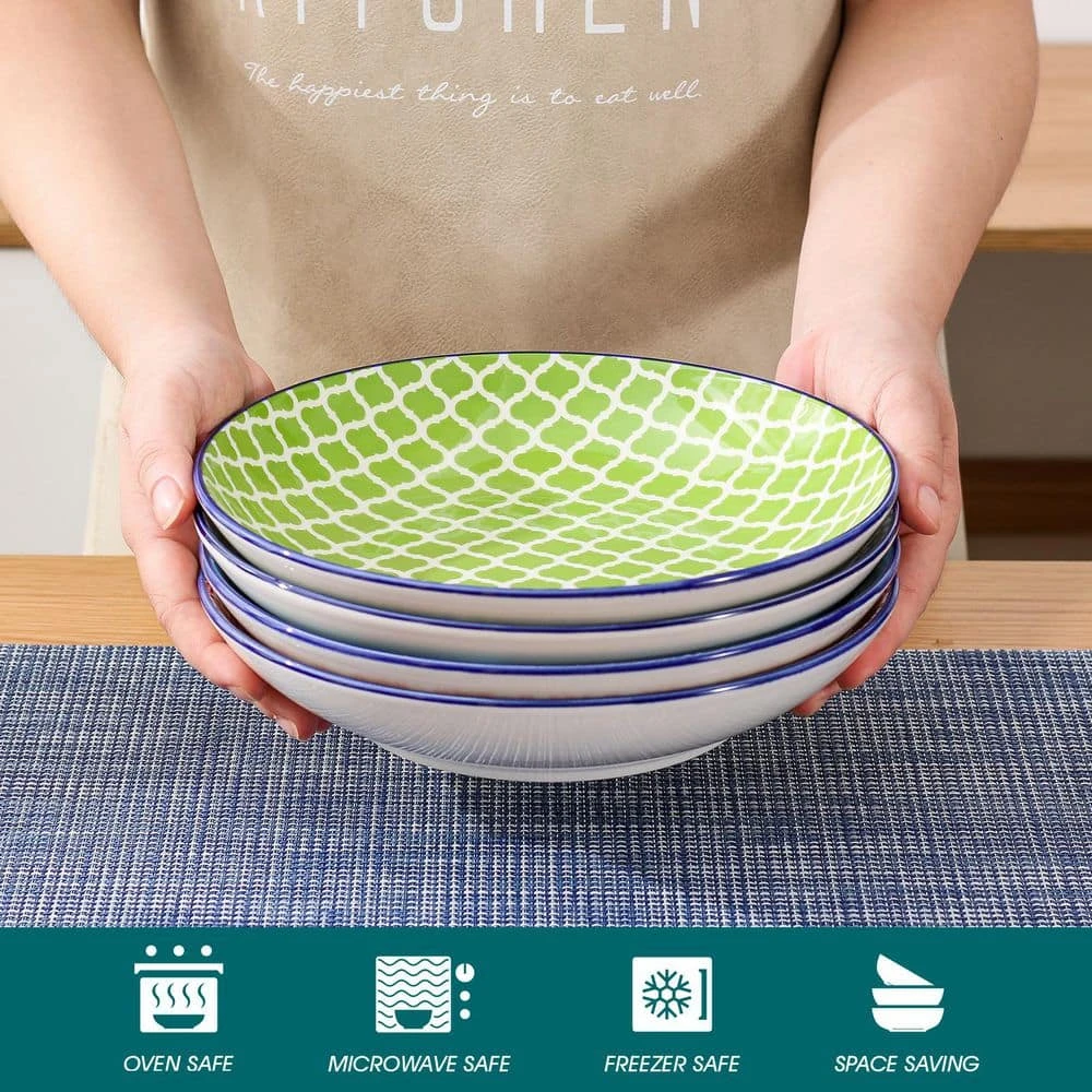 30 Fl. Oz. Red Blue Green Turquoise Porcelain Soup Plate Pasta Bowl Soup Bowl Salad Bowl Set Of 4 7 30 Fl. Oz. Red Blue Green Turquoise Porcelain Soup Plate Pasta Bowl Soup Bowl Salad Bowl Set Of 4 - Image 5