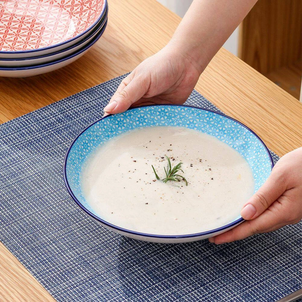 30 Fl. Oz. Red Blue Green Turquoise Porcelain Soup Plate Pasta Bowl Soup Bowl Salad Bowl Set Of 4 9 30 Fl. Oz. Red Blue Green Turquoise Porcelain Soup Plate Pasta Bowl Soup Bowl Salad Bowl Set Of 4 - Image 7