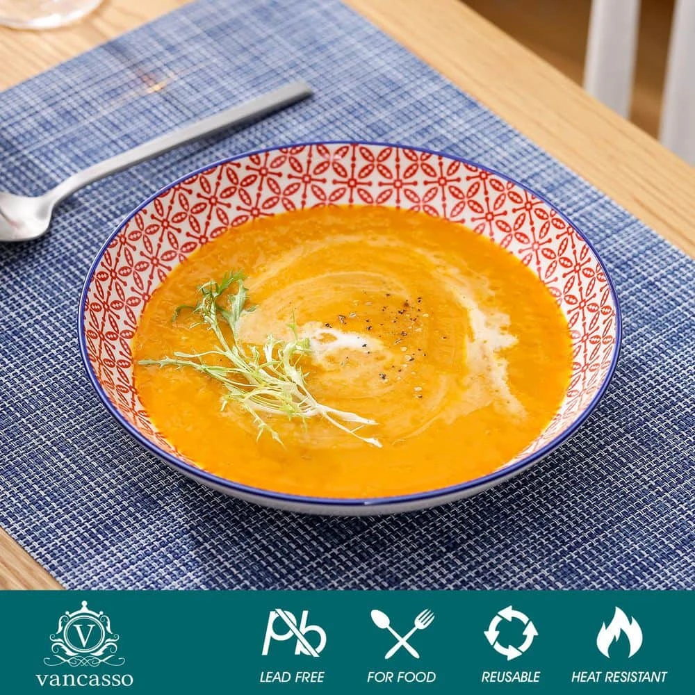 30 Fl. Oz. Red Blue Green Turquoise Porcelain Soup Plate Pasta Bowl Soup Bowl Salad Bowl Set Of 4 6 30 Fl. Oz. Red Blue Green Turquoise Porcelain Soup Plate Pasta Bowl Soup Bowl Salad Bowl Set Of 4 - Image 4