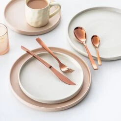 24-Piece Rose Gold Stainless Steel Flatware Set Silverware Set Serving Set Service For 6 -Vancasso Shop rose gold vancasso serving sets vs sw a24 r 1f 1000