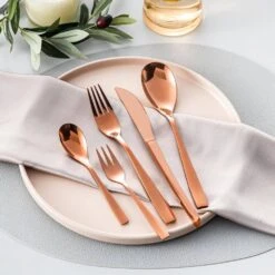 30-Piece Rose Gold Stainless Steel Flatware Set Serving Set Silverware Set Service For 6 -Vancasso Shop rose gold vancasso serving sets vs sw a30 r 1f 1000