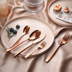 30-Piece Rose Gold Stainless Steel Flatware Set Serving Set Silverware Set Service For 6 -Vancasso Shop rose gold vancasso serving sets vs sw a30 r 31 1000