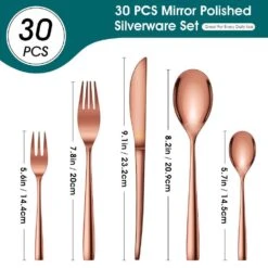 30-Piece Rose Gold Stainless Steel Flatware Set Serving Set Silverware Set Service For 6 -Vancasso Shop rose gold vancasso serving sets vs sw a30 r c3 1000