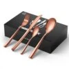 48-Piece Rose Gold Stainless Steel Flatware Set Silverware Set Serving Set Service For 12 -Vancasso Shop rose gold vancasso serving sets vs sw a48 r 64 1000