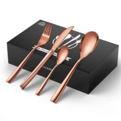 48-Piece Rose Gold Stainless Steel Flatware Set Silverware Set Serving Set Service For 12