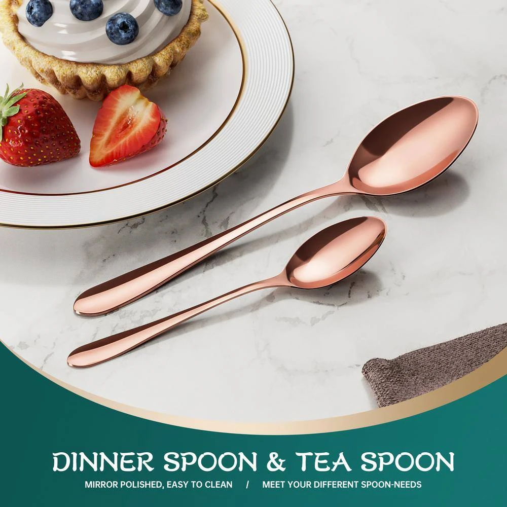 60-Piece Rose Gold Stainless Steel Flatware Set (Service For 12) 7 60-Piece Rose Gold Stainless Steel Flatware Set (Service For 12) - Image 5