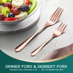 60-Piece Rose Gold Stainless Steel Flatware Set (Service For 12) 13 60-Piece Rose Gold Stainless Steel Flatware Set (Service For 12) -Vancasso Shop rose gold vancasso serving sets vs sw g60 r fa 1000