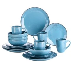 Navia 16-Piece Vintage Oceano Sea Blue Stoneware Dinnerware Set (Service For 4)