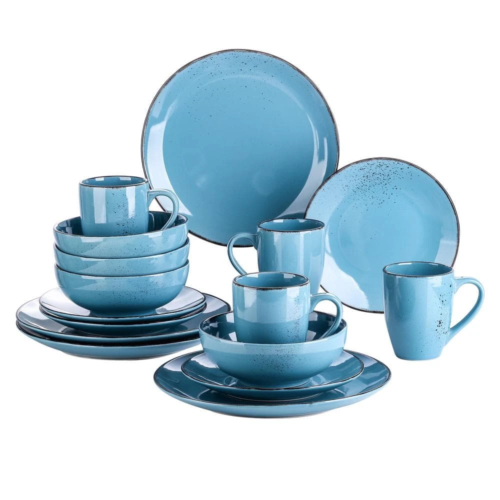 Navia 16-Piece Vintage Oceano Sea Blue Stoneware Dinnerware Set (Service For 4) 3 Navia 16-Piece Vintage Oceano Sea Blue Stoneware Dinnerware Set (Service For 4)