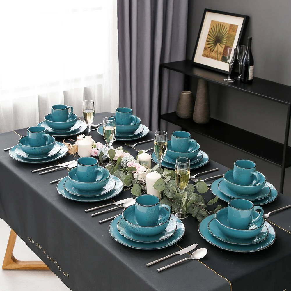 Navia Oceano Sea Blue 32-Piece Ceramic Dinnerware Set With Dinner Plate, Dessert Plate, Cereal Bowl, Mug (Service For 8) 9 Navia Oceano Sea Blue 32-Piece Ceramic Dinnerware Set With Dinner Plate, Dessert Plate, Cereal Bowl, Mug (Service For 8) - Image 7