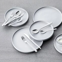 24-Piece Silver Stainless Steel Flatware Set Silverware Set Serving Set Service For 6 16 24-Piece Silver Stainless Steel Flatware Set Silverware Set Serving Set Service For 6 -Vancasso Shop silver vancasso serving sets vs sw a24 s 44 1000