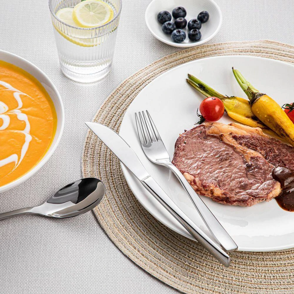 24-Piece Silver Stainless Steel Flatware Set Silverware Set Serving Set Service For 6 9 24-Piece Silver Stainless Steel Flatware Set Silverware Set Serving Set Service For 6 - Image 7