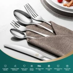 60-Piece Silver Stainless Steel Flatware Set (Service For 12) -Vancasso Shop silver vancasso serving sets vs sw g60 s 4f 1000