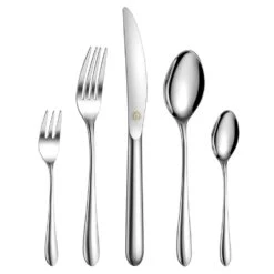 60-Piece Silver Stainless Steel Flatware Set (Service For 12)