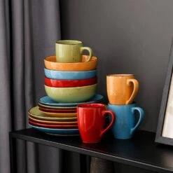 Navia Tropical Multi-colors 32-Piece Stoneware Dinnerware Sets With Dinner, Dessert Plate, Bowl, Mug (Service For 8) 17 Navia Tropical Multi-colors 32-Piece Stoneware Dinnerware Sets With Dinner, Dessert Plate, Bowl, Mug (Service For 8) -Vancasso Shop tropical vancasso dinnerware sets vc navia 16 sl 2 31 1000