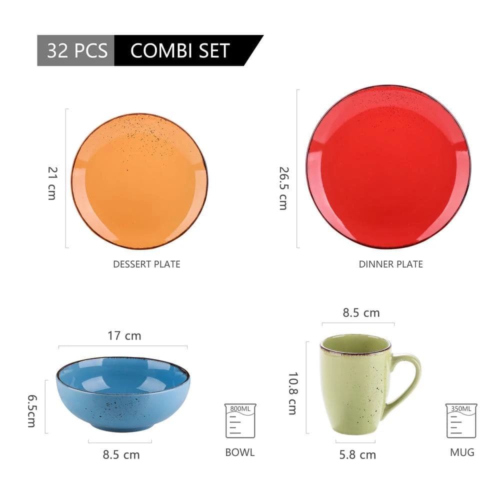 Navia Tropical Multi-colors 32-Piece Stoneware Dinnerware Sets With Dinner, Dessert Plate, Bowl, Mug (Service For 8) 4 Navia Tropical Multi-colors 32-Piece Stoneware Dinnerware Sets With Dinner, Dessert Plate, Bowl, Mug (Service For 8) - Image 2