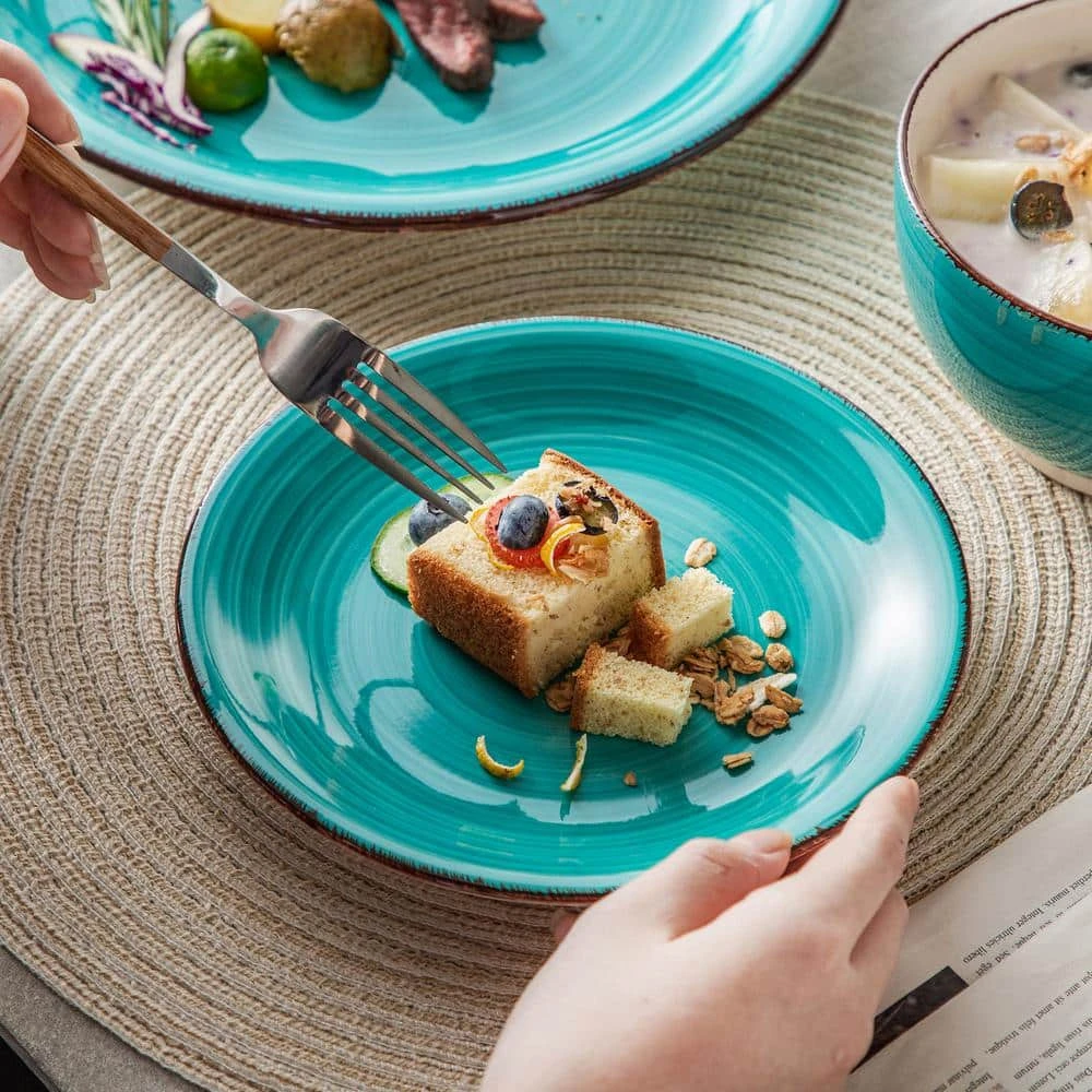 Bella 16-Pieces Dinnerware Set Porcelain Dinner Set Crockery In Vintage Look Turquoise (Service For 4) 9 Bella 16-Pieces Dinnerware Set Porcelain Dinner Set Crockery In Vintage Look Turquoise (Service For 4) - Image 7