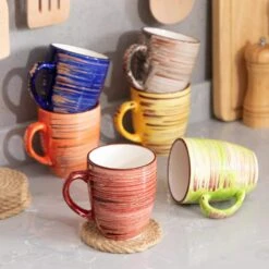 Albero 12 Oz. Assorted Colors Stoneware Coffee Mug (Set Of 6) 15 Albero 12 Oz. Assorted Colors Stoneware Coffee Mug (Set Of 6) -Vancasso Shop vancasso coffee cups mugs vc albero mk 1f 1000