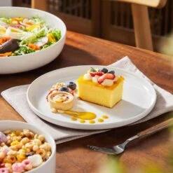 16-Piece White And Khaki Stoneware Dinnerware Set Service For 4 Bowls And Plates Dining Set Tableware -Vancasso Shop white and khaki vancasso dinnerware sets tara h16 1d 1000