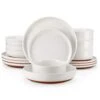 16-Piece White And Khaki Stoneware Dinnerware Set Service For 4 Bowls And Plates Dining Set Tableware 2 16-Piece White And Khaki Stoneware Dinnerware Set Service For 4 Bowls And Plates Dining Set Tableware -Vancasso Shop white and khaki vancasso dinnerware sets tara h16 64 1000