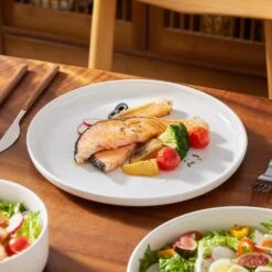 16-Piece White And Khaki Stoneware Dinnerware Set Service For 4 Bowls And Plates Dining Set Tableware -Vancasso Shop white and khaki vancasso dinnerware sets tara h16 66 1000