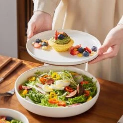 16-Piece White And Khaki Stoneware Dinnerware Set Service For 4 Bowls And Plates Dining Set Tableware -Vancasso Shop white and khaki vancasso dinnerware sets tara h16 77 1000