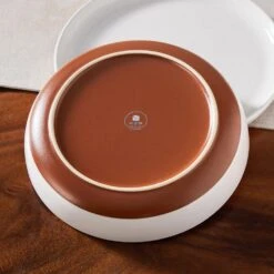 16-Piece White And Khaki Stoneware Dinnerware Set Service For 4 Bowls And Plates Dining Set Tableware -Vancasso Shop white and khaki vancasso dinnerware sets tara h16 e1 1000